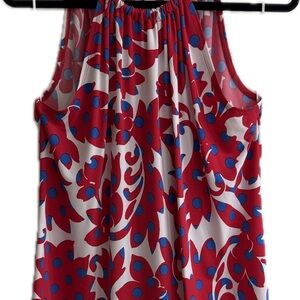 Cynthia Rowley Red and Blue Floral Halter-Style Tank